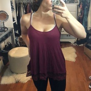 Burgundy color lace tank/tunic
